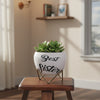 Ivory Floral Printed Metal Planter Pot