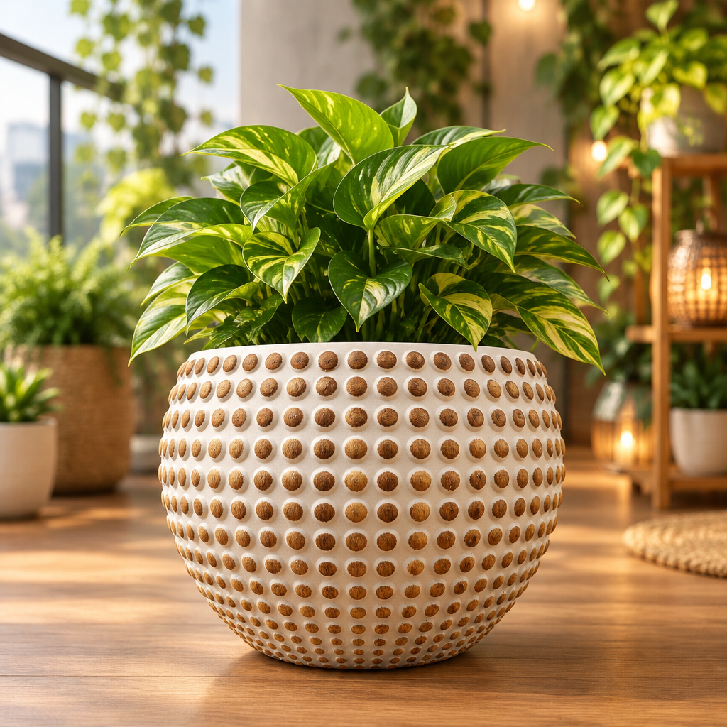 Brown Dot Textured Planter