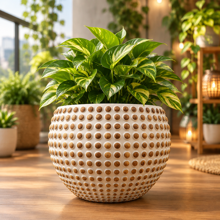 Brown Dot Textured Planter