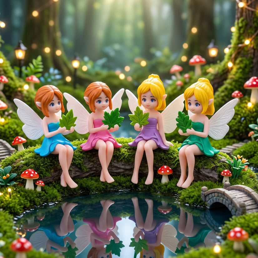 Angels with Leaves Miniature Set of 4