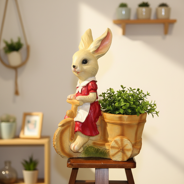 Rabbit Girl on cycle planter Pot