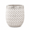Wavy Pattern Round Planter – Silver & White