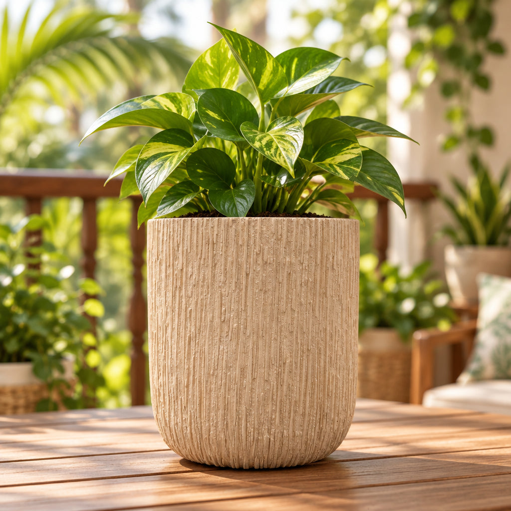 Bark Texture Cylinder Pot