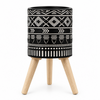 Tribal Geometric Pattern Planter with Wooden Stand