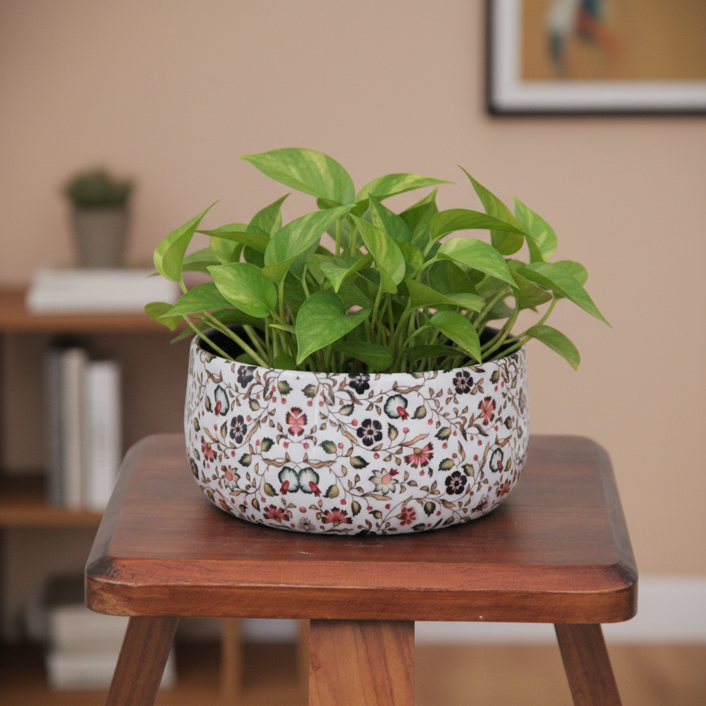 Floral Elegance Metal Pot