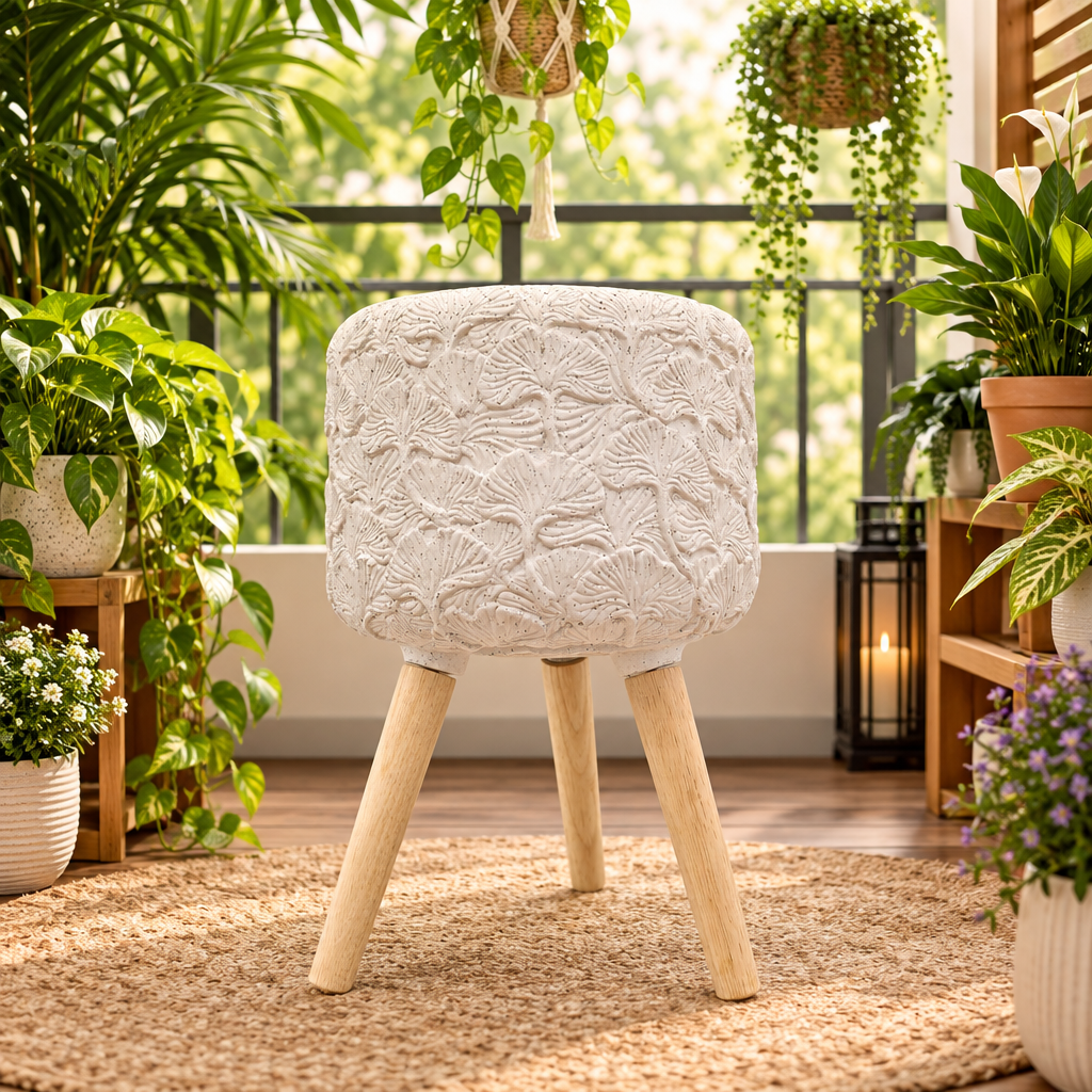 Botanical Relief Design Plant Pot on Tripod Legs