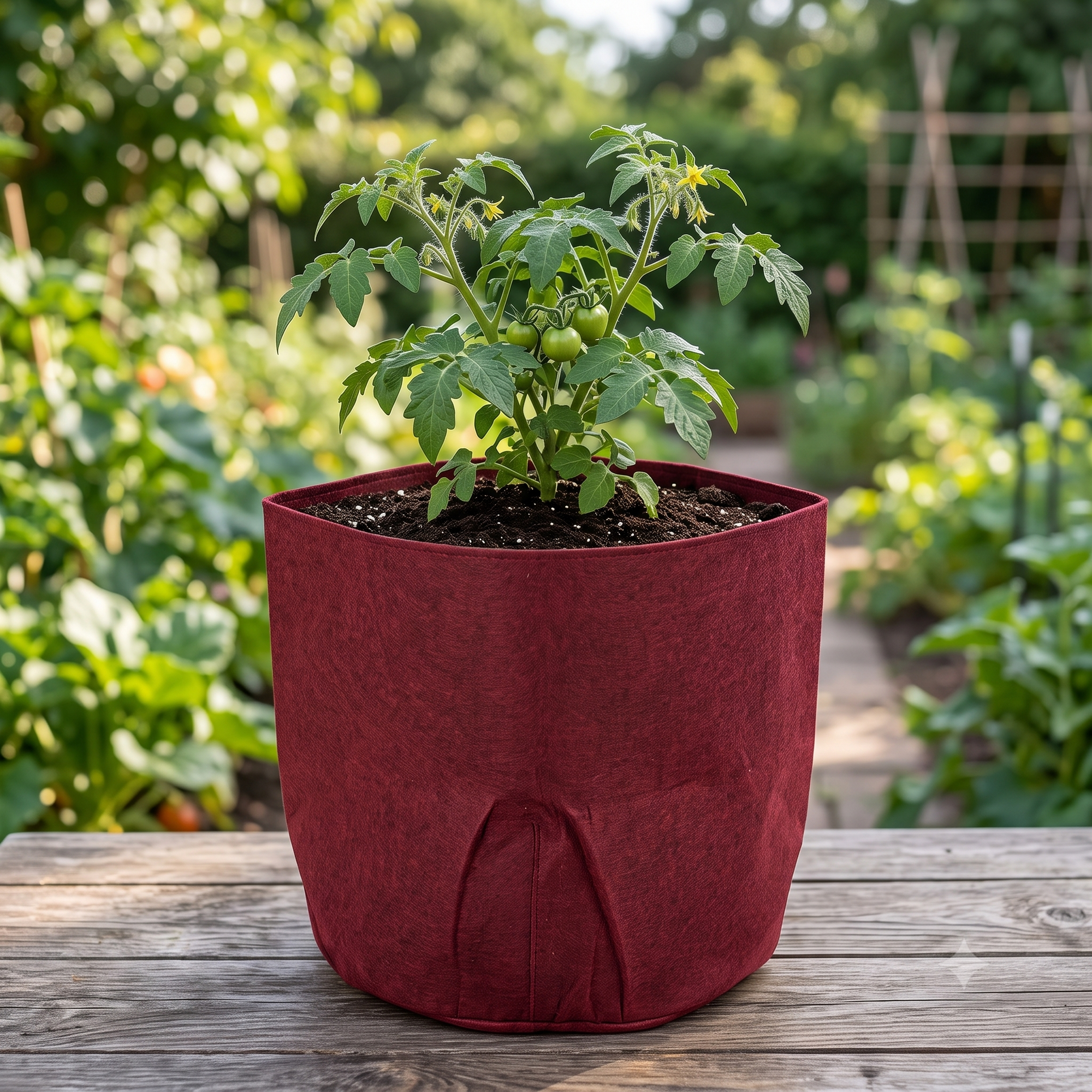 Breathable Red Fabric Planter Bag