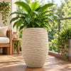 Elevated Beige Textured Ceramic Pot