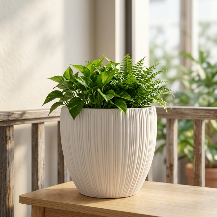 White Textured Planter