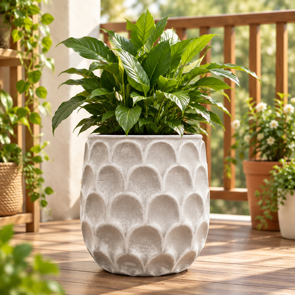 Dark Grey Texture Ceramic Pot