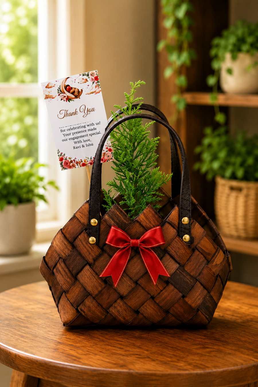 Premium Woven Basket Plant Gift (Brown)