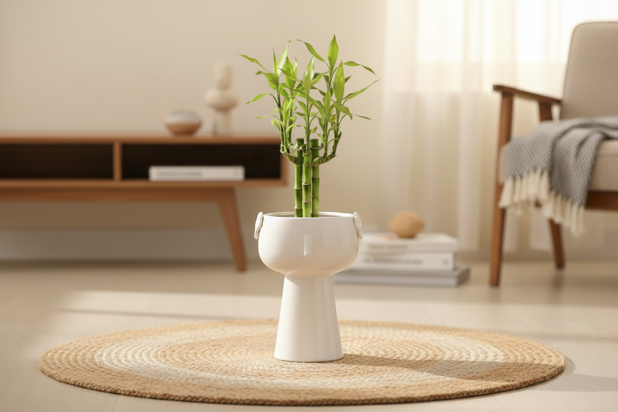 A white ceramic toilet-shaped planter or bowl with a flared base, photographed upright on a strip of green artificial grass against a plain light background.