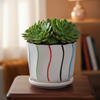 Colored Line Ceramic Cup Pot