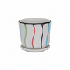 Colored Line Ceramic Cup Pot