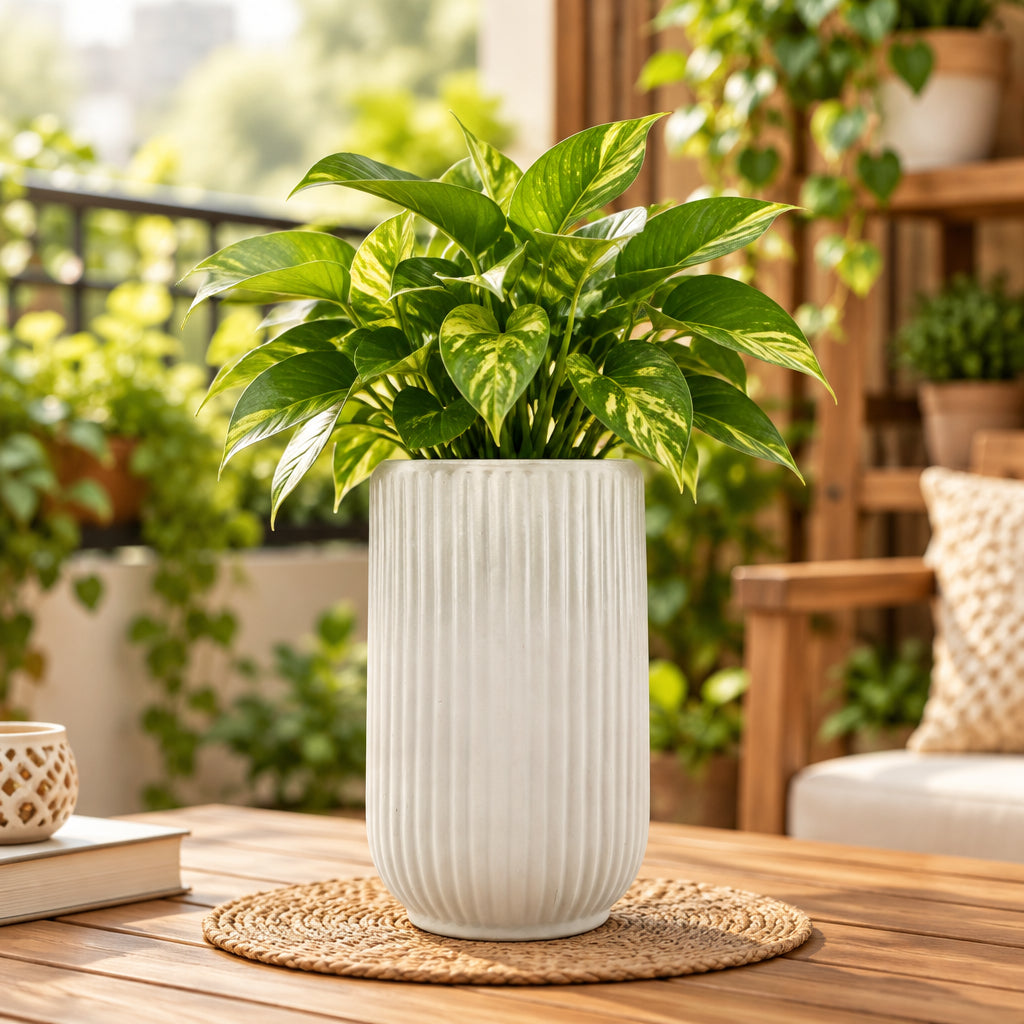 Elevated Silver Textured Ceramic Pot