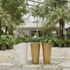 FRP Tall Tapered Planter – White & Gold