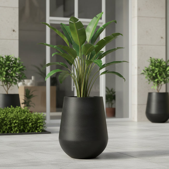 FRP Tall Cylindrical Planter – Black