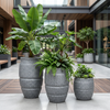 FRP Textured Round Planter – Grey