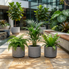 FRP Textured Round Planter – Grey