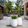FRP Round Vase Planter – White