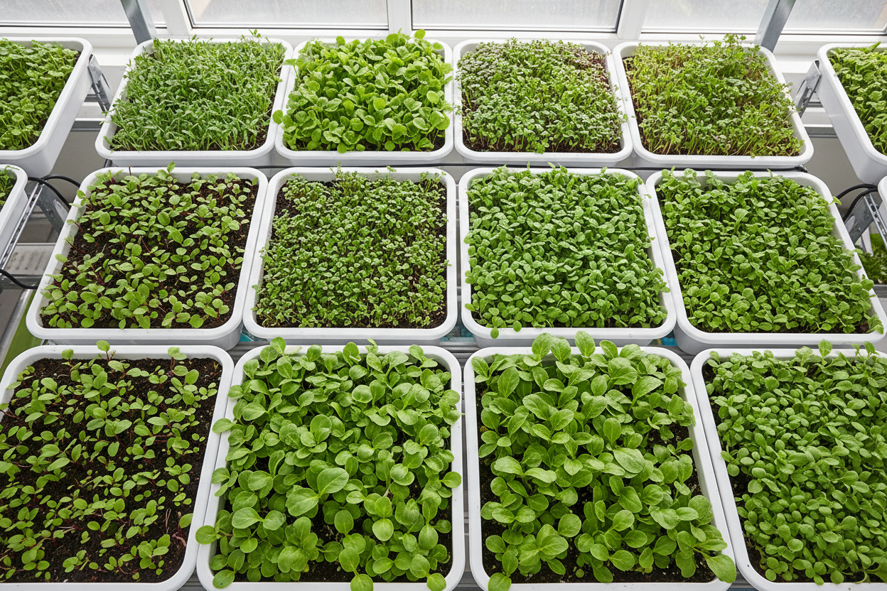 Seed trays of microgreens